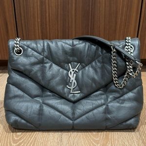 YSL Louie Puffer Grey Bag Medium
